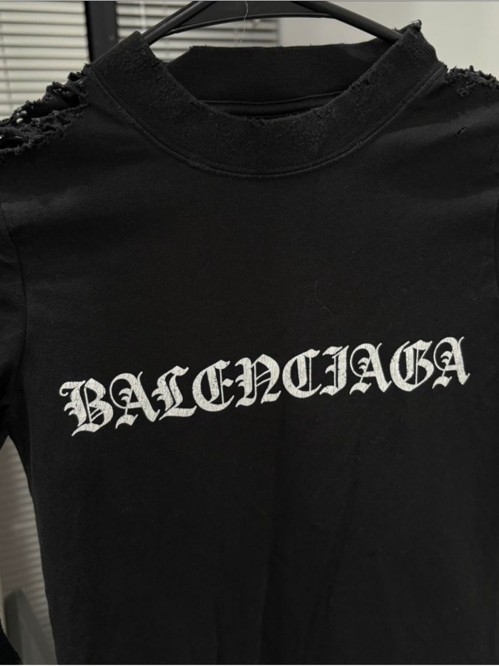 Balenciaga Black Tee Dress with Mesh Sleeves - Picture 2 of 2